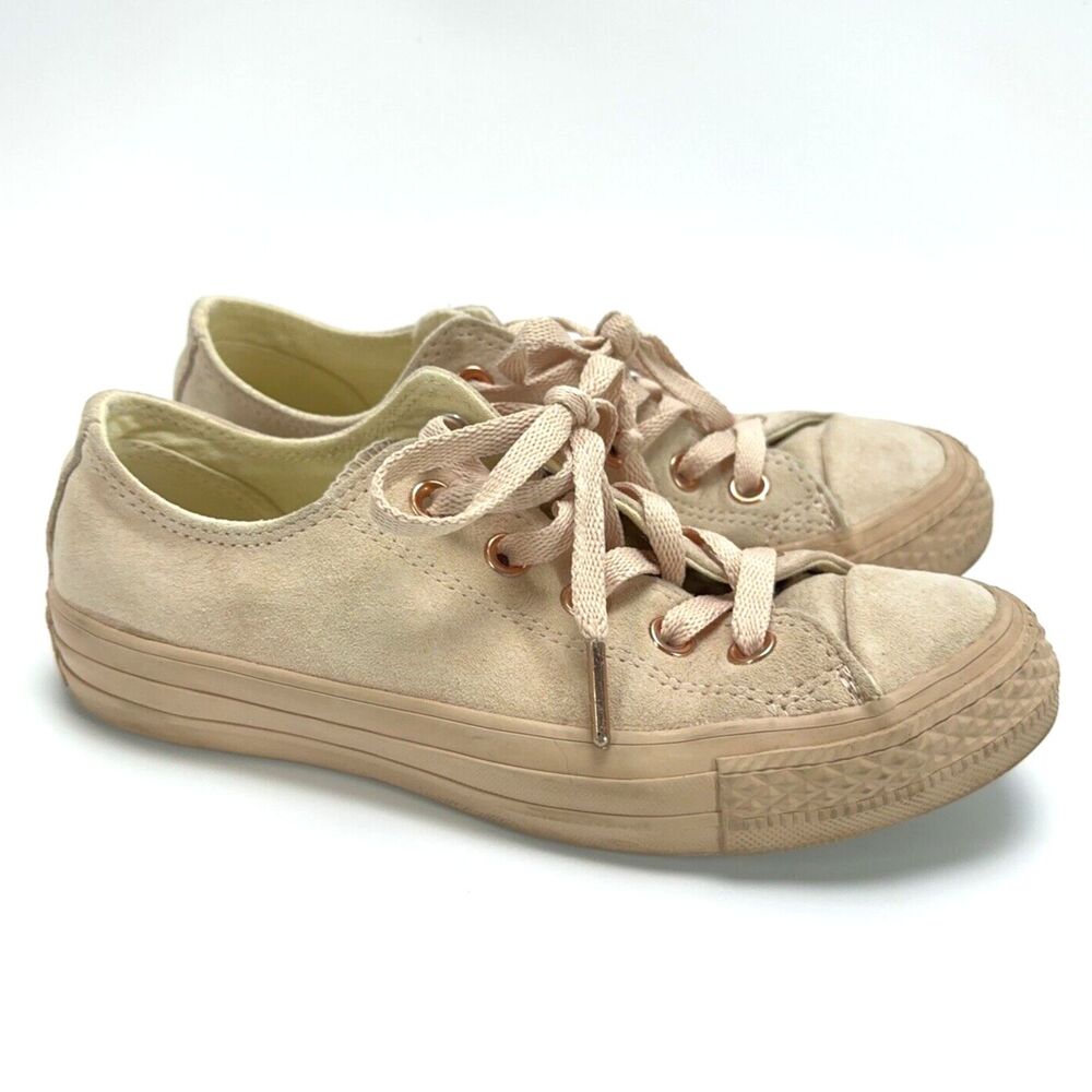 Converse All Star Suede Bisque Blush Pink Rose Gold Low Top Shoes Women 5 Men 3
